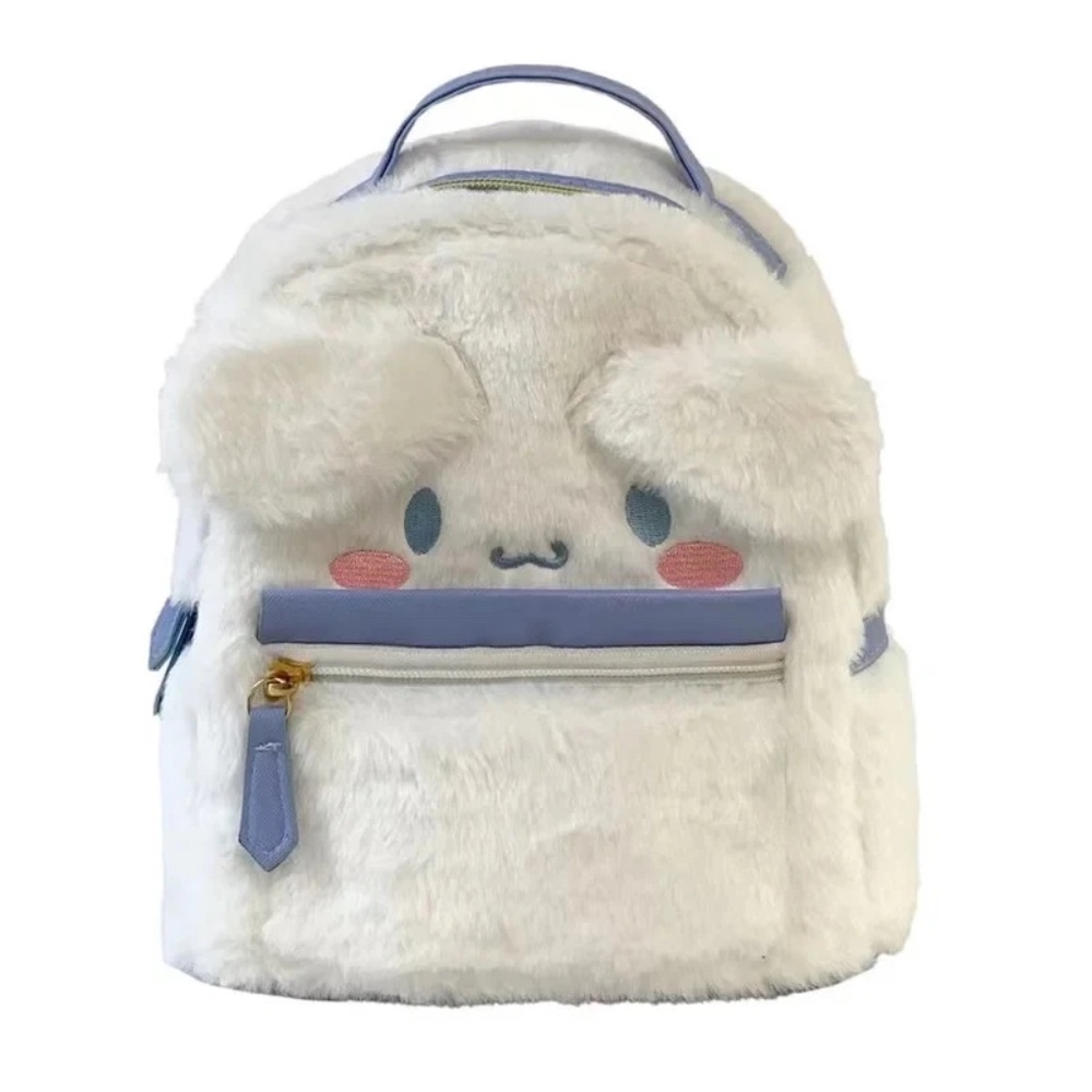 Cute Fluffy Cinnamoroll Plush Backpack for Girls